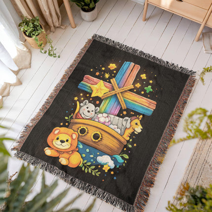 Noah's Ark Woven Blanket – Christian Gift for Kids