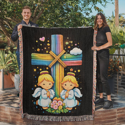 Praying Angels Woven Blanket – Christian Gift for Kids