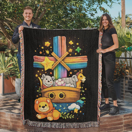 Noah's Ark Woven Blanket – Christian Gift for Kids