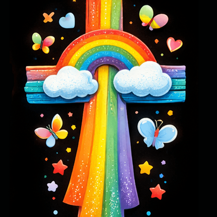 Rainbow & Butterflies Cross Woven Blanket – Christian Gift for Kids