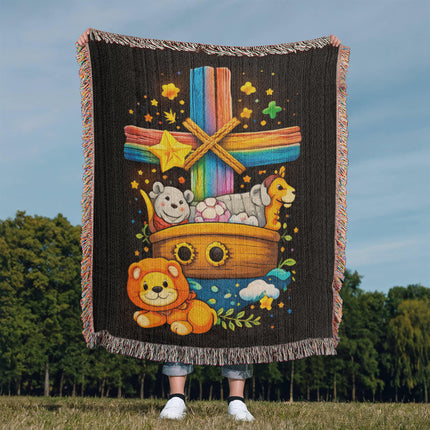 Noah's Ark Woven Blanket – Christian Gift for Kids