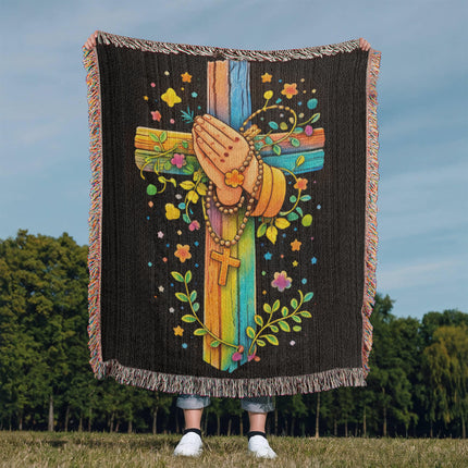 Praying Hands Woven Blanket – Christian Gift for Kids
