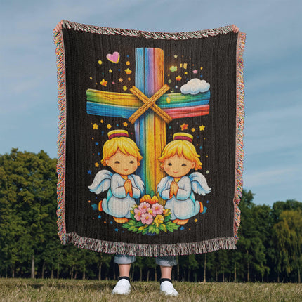 Praying Angels Woven Blanket – Christian Gift for Kids