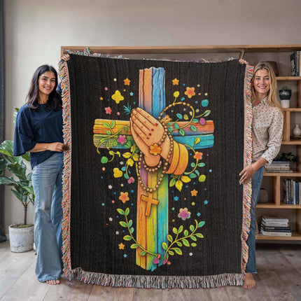 Praying Hands Woven Blanket – Christian Gift for Kids