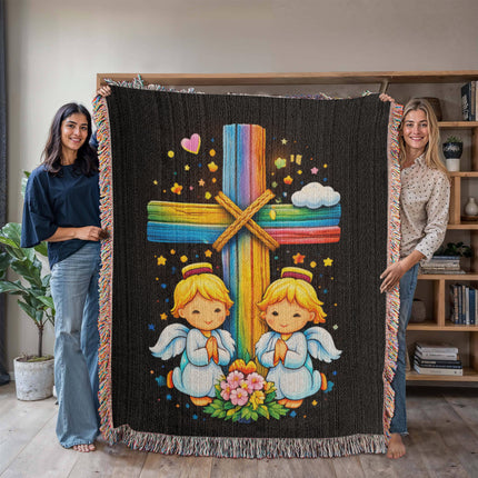 Praying Angels Woven Blanket – Christian Gift for Kids