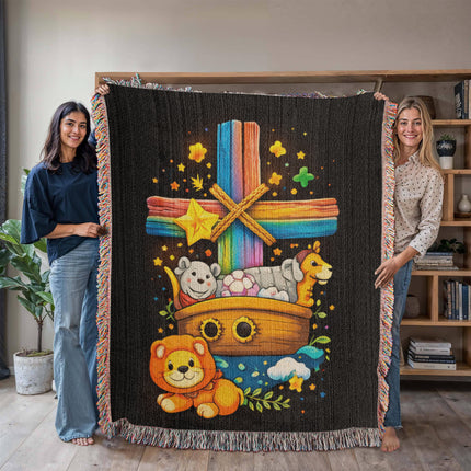 Noah's Ark Woven Blanket – Christian Gift for Kids