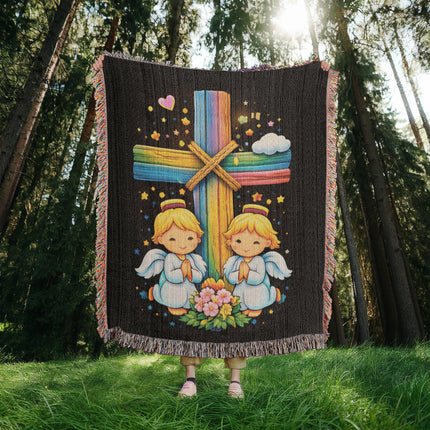Praying Angels Woven Blanket – Christian Gift for Kids