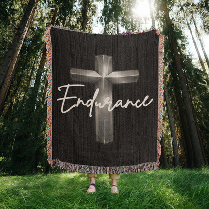 Endurance Cross Woven Blanket – Christian Gift for Men