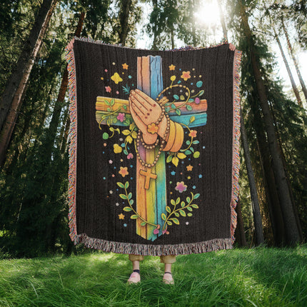 Praying Hands Woven Blanket – Christian Gift for Kids