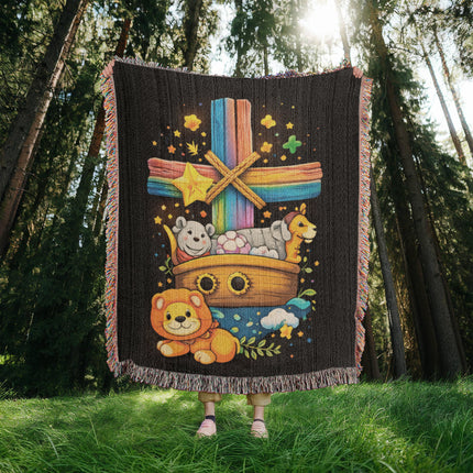Noah's Ark Woven Blanket – Christian Gift for Kids
