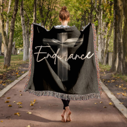 Endurance Cross Woven Blanket – Christian Gift for Men
