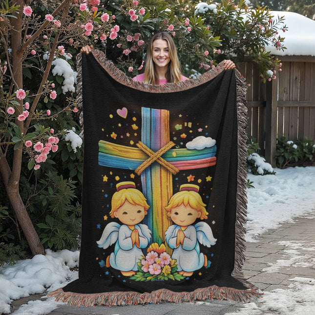 Praying Angels Woven Blanket – Christian Gift for Kids