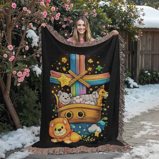 Noah's Ark Woven Blanket – Christian Gift for Kids