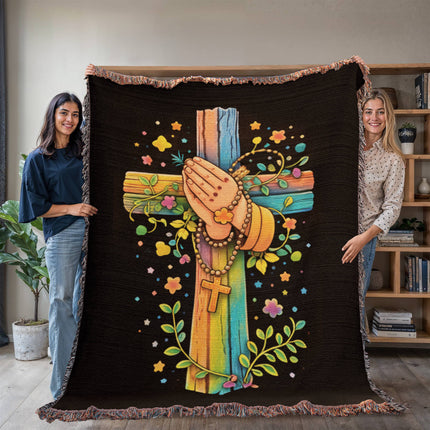 Praying Hands Woven Blanket – Christian Gift for Kids