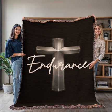 Endurance Cross Woven Blanket – Christian Gift for Men