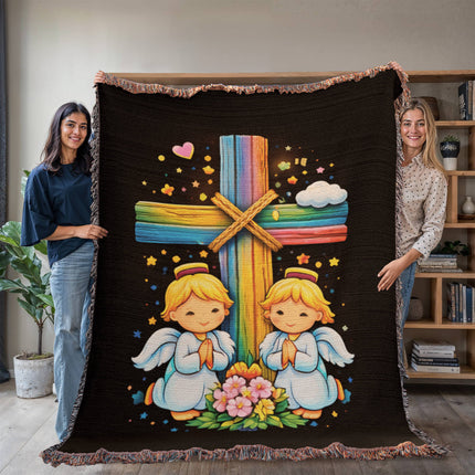Praying Angels Woven Blanket – Christian Gift for Kids