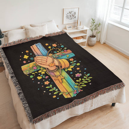 Praying Hands Woven Blanket – Christian Gift for Kids