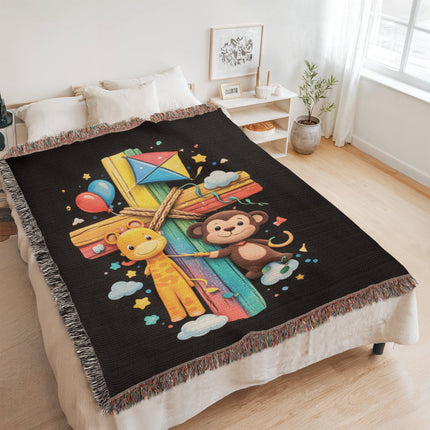 Giraffe & Monkey Woven Blanket – Christian Gift for Kids
