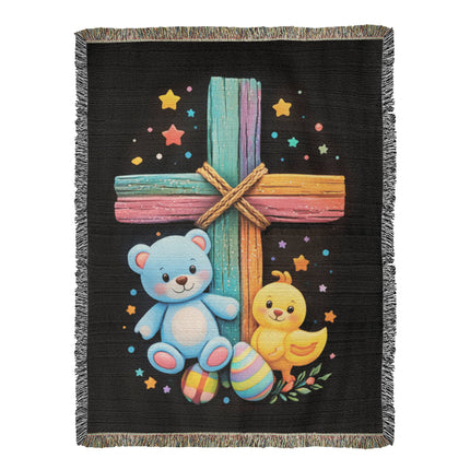 Teddy Bear & Duckling Woven Blanket – Christian Gift for Kids