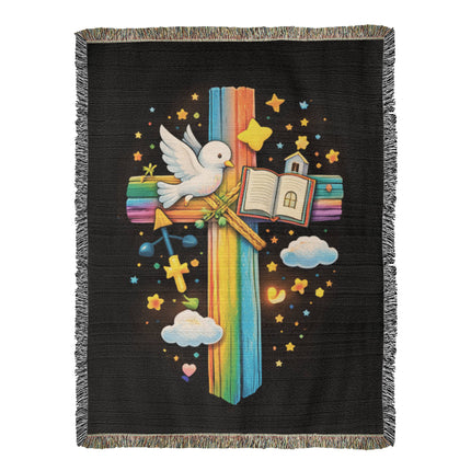 Dove & Holy Bible Woven Blanket – Christian Gift for Kids