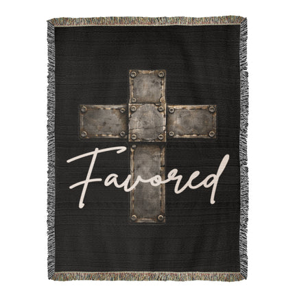 Favored Cross Woven Blanket – Christian Gift for Men