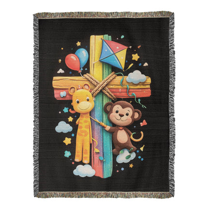 Giraffe & Monkey Woven Blanket – Christian Gift for Kids