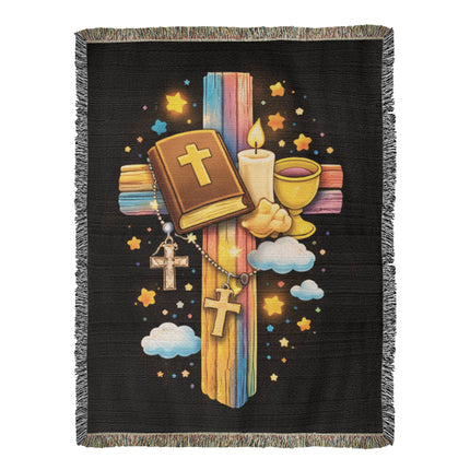 Holy Bible & Chalice Woven Blanket – Christian Gift for Kids