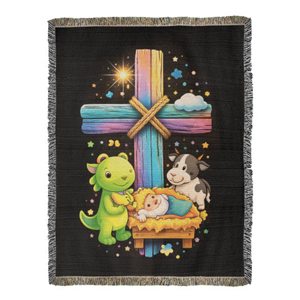 Nativity Manger Woven Blanket – Christian Gift for Kids
