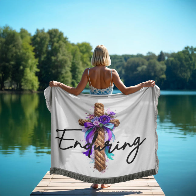 Enduring | Uplifting Christian Woven Blanket | Gift for Her