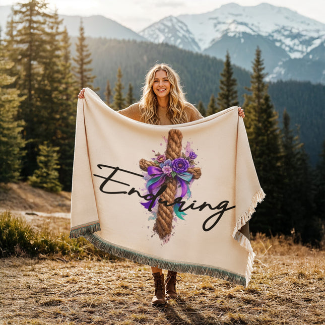 Modern Christian woven blanket for women — "Her whole vibe" — a faith-forward gift, ready to give
