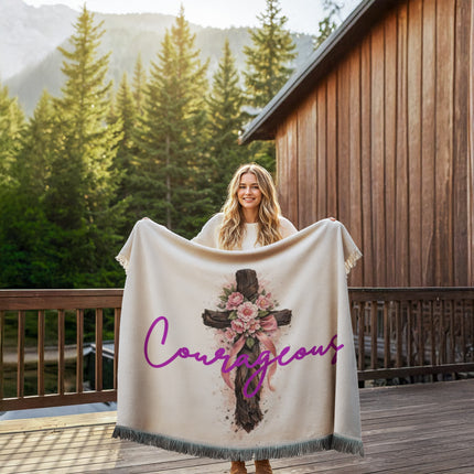 Courageous Woven Blanket – Christian Gift for Women