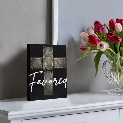Favored Cross Canvas Wall Art – Christian Gift for Men