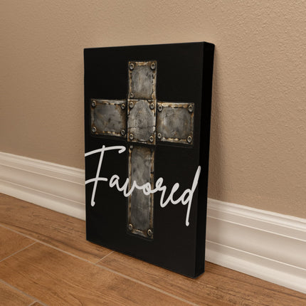 Favored Cross Canvas Wall Art – Christian Gift for Men