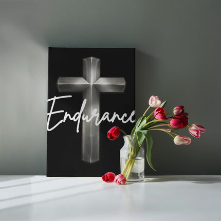 Endurance Cross Canvas Wall Art – Christian Gift for Men