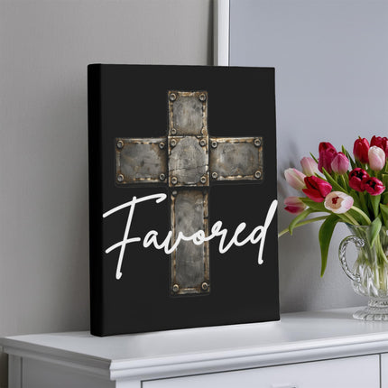 Favored Cross Canvas Wall Art – Christian Gift for Men
