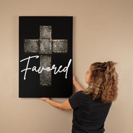 Favored Cross Canvas Wall Art – Christian Gift for Men