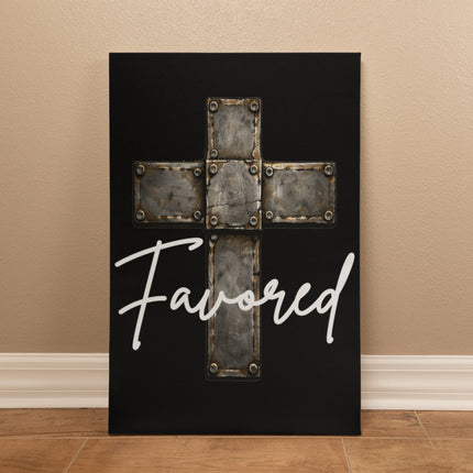Favored Cross Canvas Wall Art – Christian Gift for Men