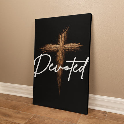 Devoted Cross Canvas Wall Art – Christian Gift for Men
