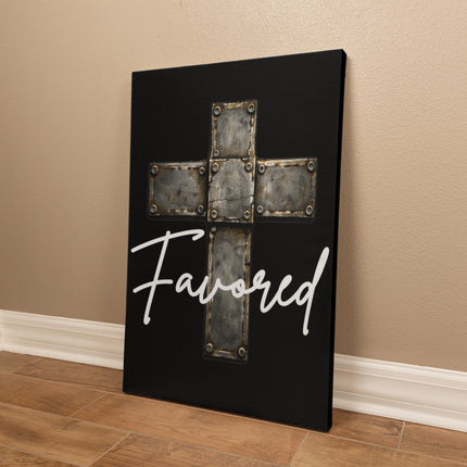 Favored Cross Canvas Wall Art – Christian Gift for Men