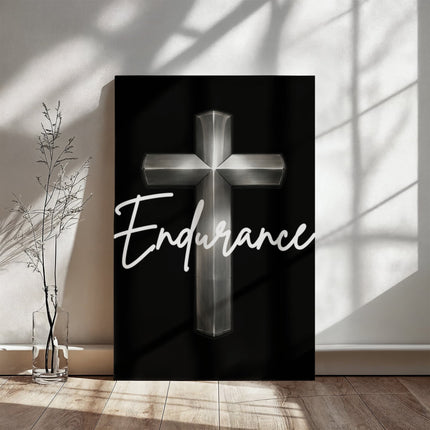 Endurance Cross Canvas Wall Art – Christian Gift for Men