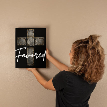 Favored Cross Canvas Wall Art – Christian Gift for Men