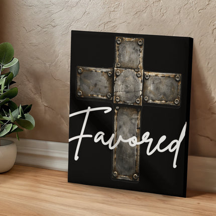 Favored Cross Canvas Wall Art – Christian Gift for Men