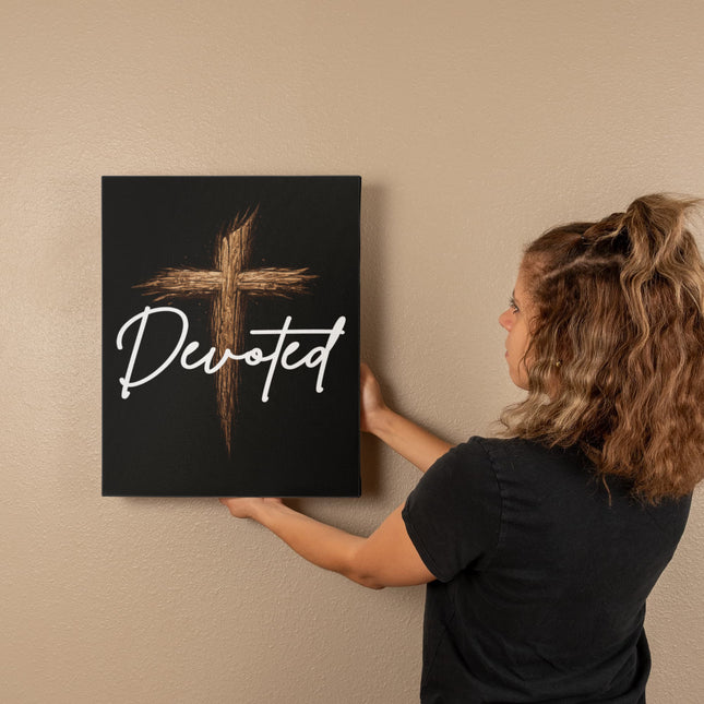 Devoted Cross Canvas Wall Art – Christian Gift for Men