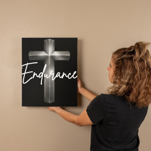 Endurance Cross Canvas Wall Art – Christian Gift for Men