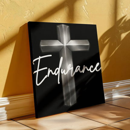 Endurance Cross Canvas Wall Art – Christian Gift for Men