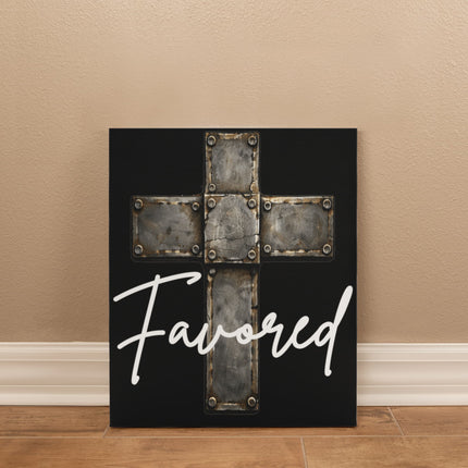 Favored Cross Canvas Wall Art – Christian Gift for Men