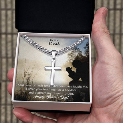 Artisan Cross Necklace with Cuban Link Chain – Christian Gift for Men