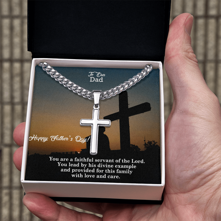 Artisan Cross Necklace with Cuban Link Chain – Christian Gift for Men