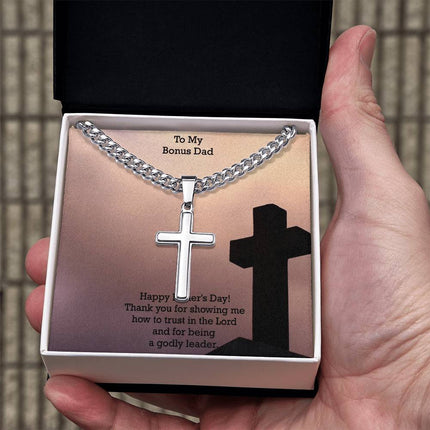 Artisan Cross Necklace with Cuban Link Chain – Christian Gift for Men