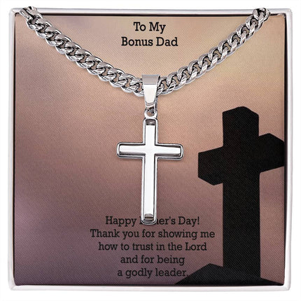 Artisan Cross Necklace with Cuban Link Chain – Christian Gift for Men
